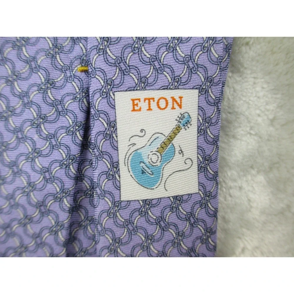 NEW ETON Neck Tie Mens Purple Geometric Silk Made In Italy Casual 01